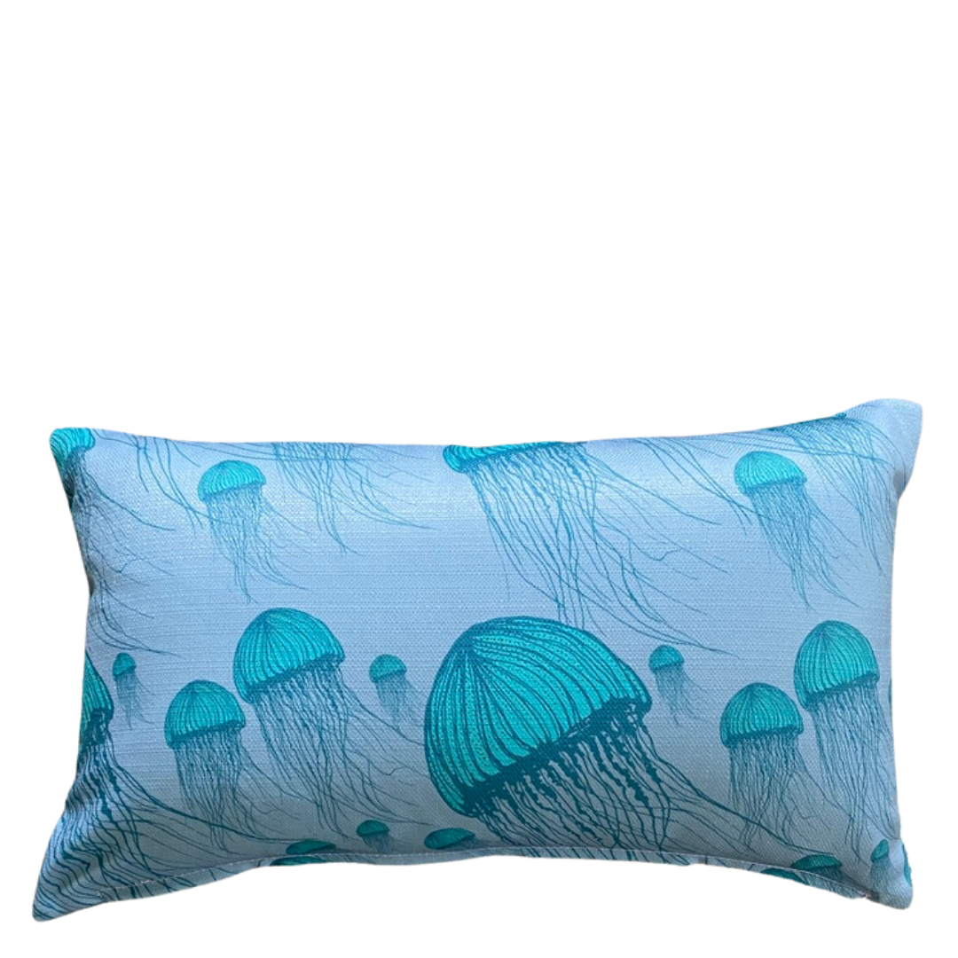 Jellyfish Light Cylinder Cushion – Outdoor Coastal by Jess Scott