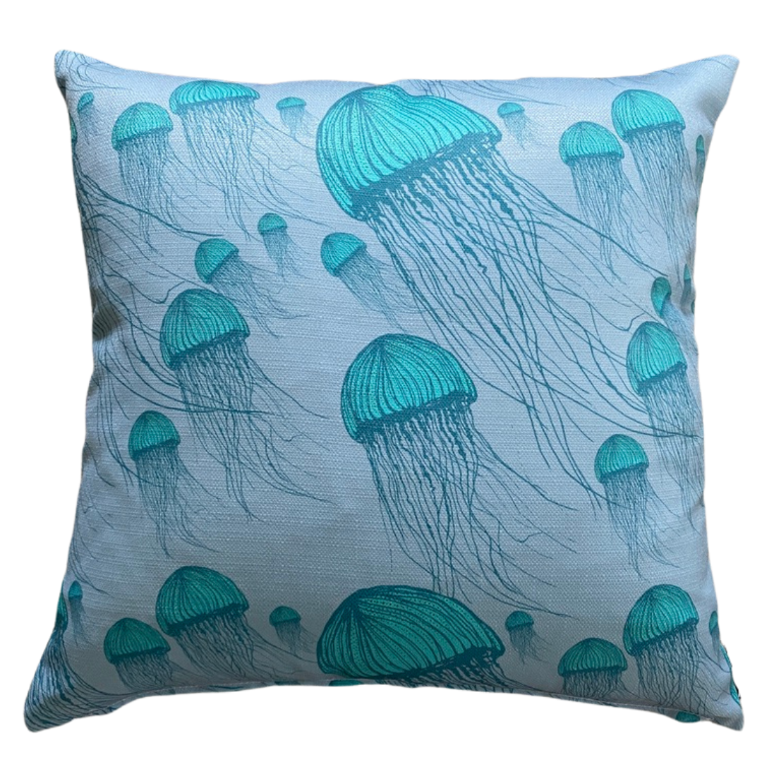 Jellyfish Light Cylinder Cushion – Outdoor Coastal by Jess Scott