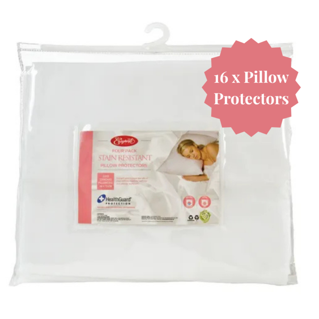 STAIN RESISTANT PILLOW PROTECTOR - 16 PACK