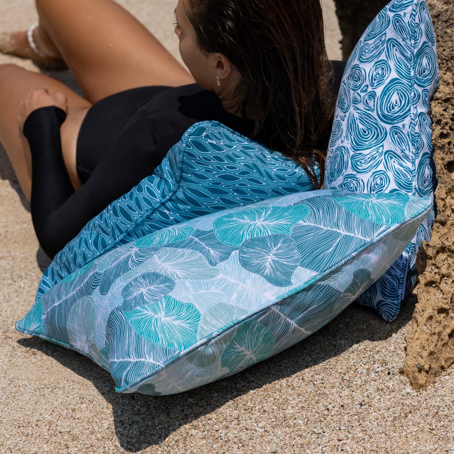 Seascape Eddies Reef Cushion – Outdoor Coastal by Jess Scott