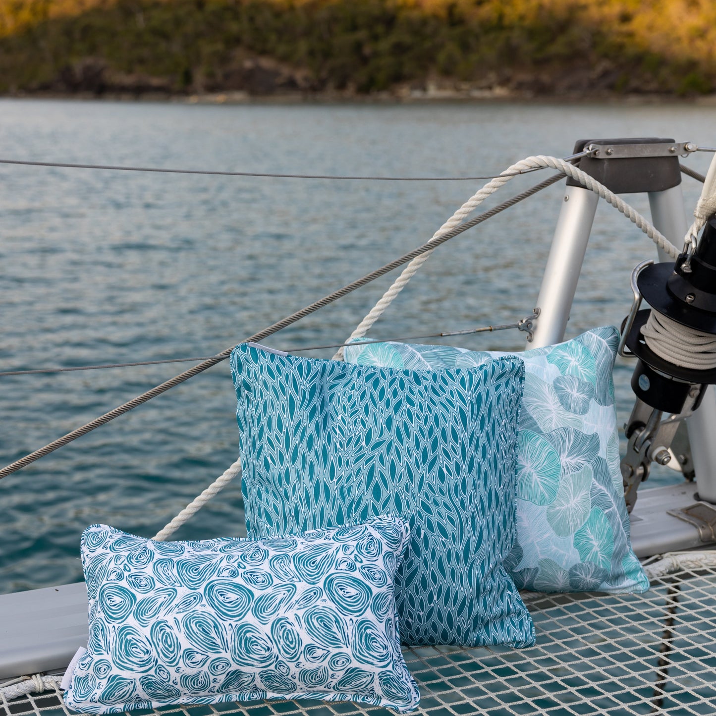Seascape Fish Reef Cushion – Outdoor Coastal by Jess Scott