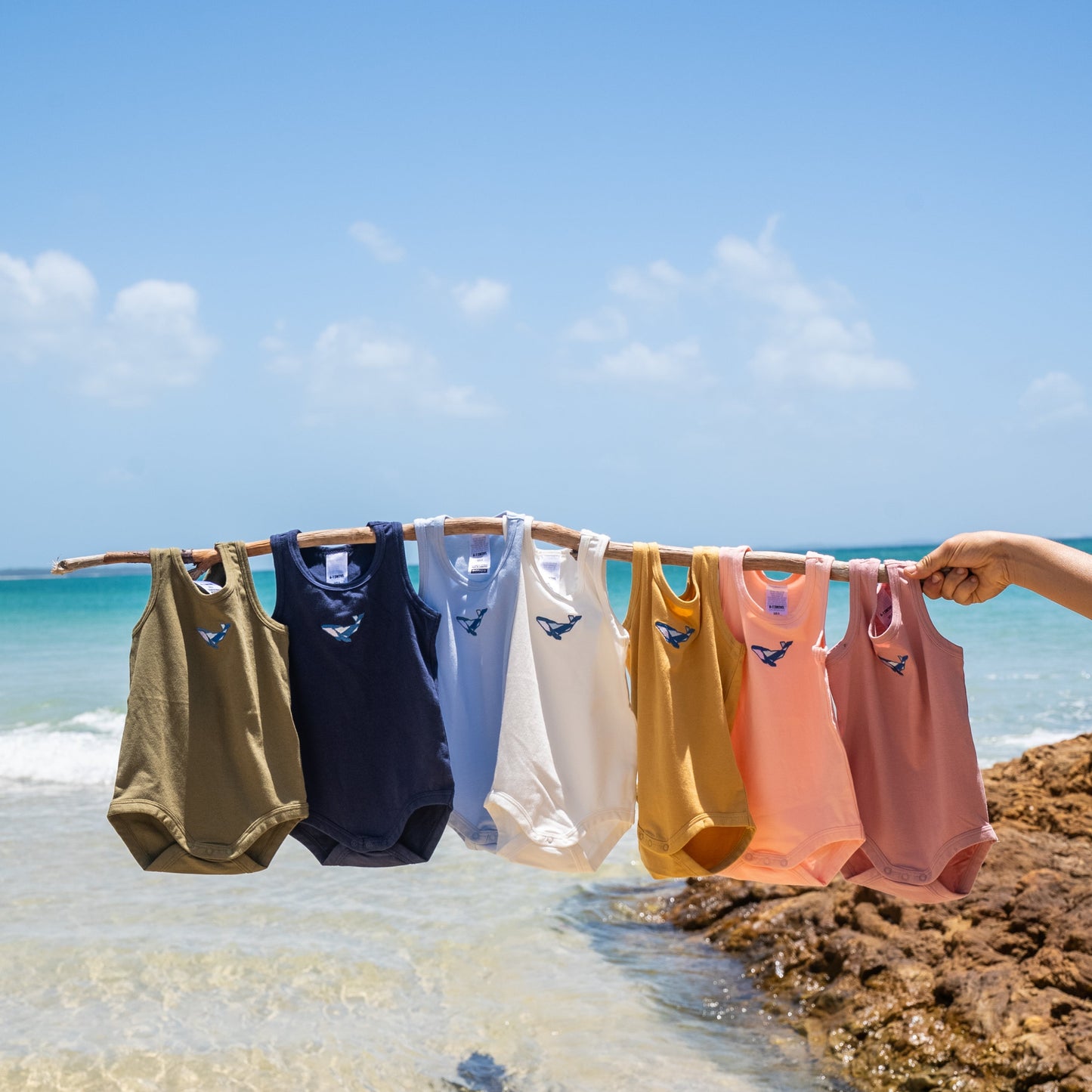 Baby Onesie - Whale - Khaki