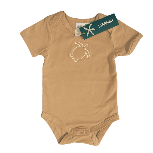 Turtle - Baby Onesie - Nutmeg and Cream