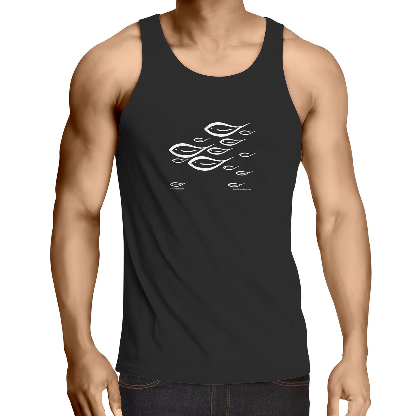 CUSTOM Mens Singlet FISH SWIMMING