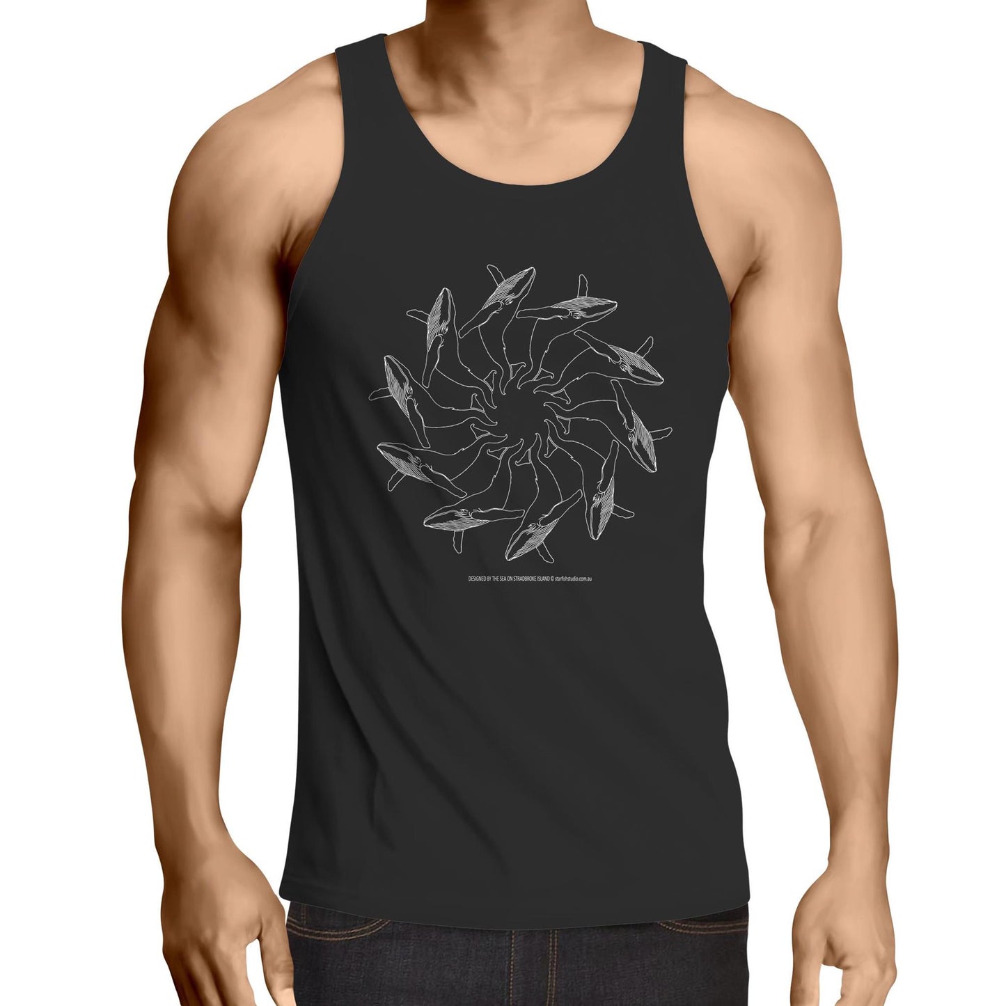 CUSTOM Mens Singlet WHALE SPIRAL