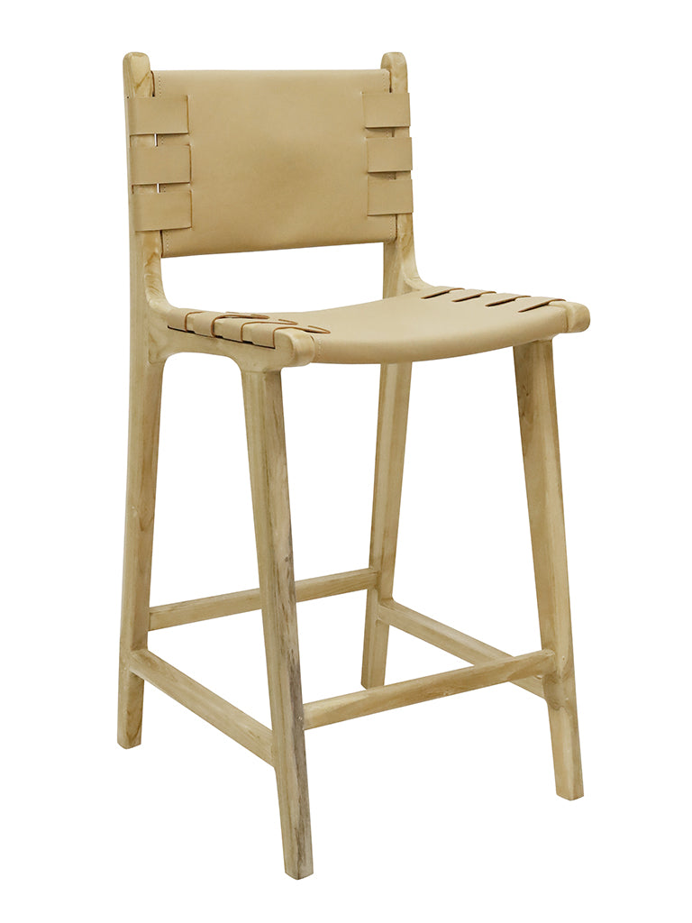 TEAK BAR STOOL - Tan