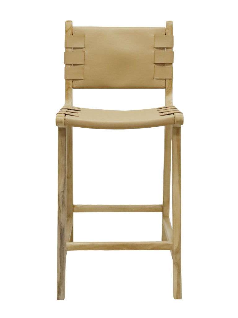 TEAK BAR STOOL - Tan