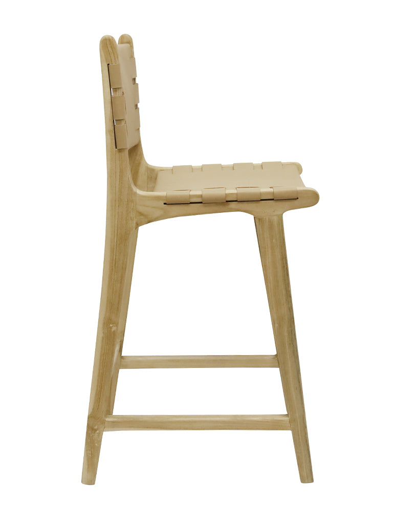 TEAK BAR STOOL - Tan