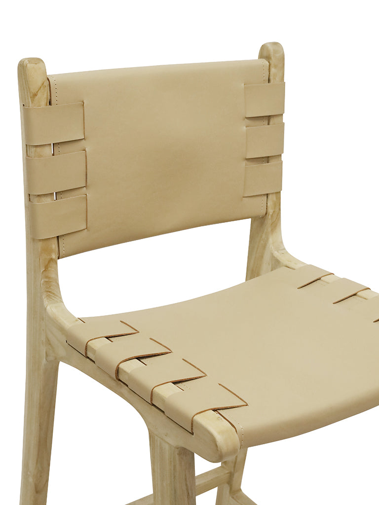 TEAK BAR STOOL - Tan