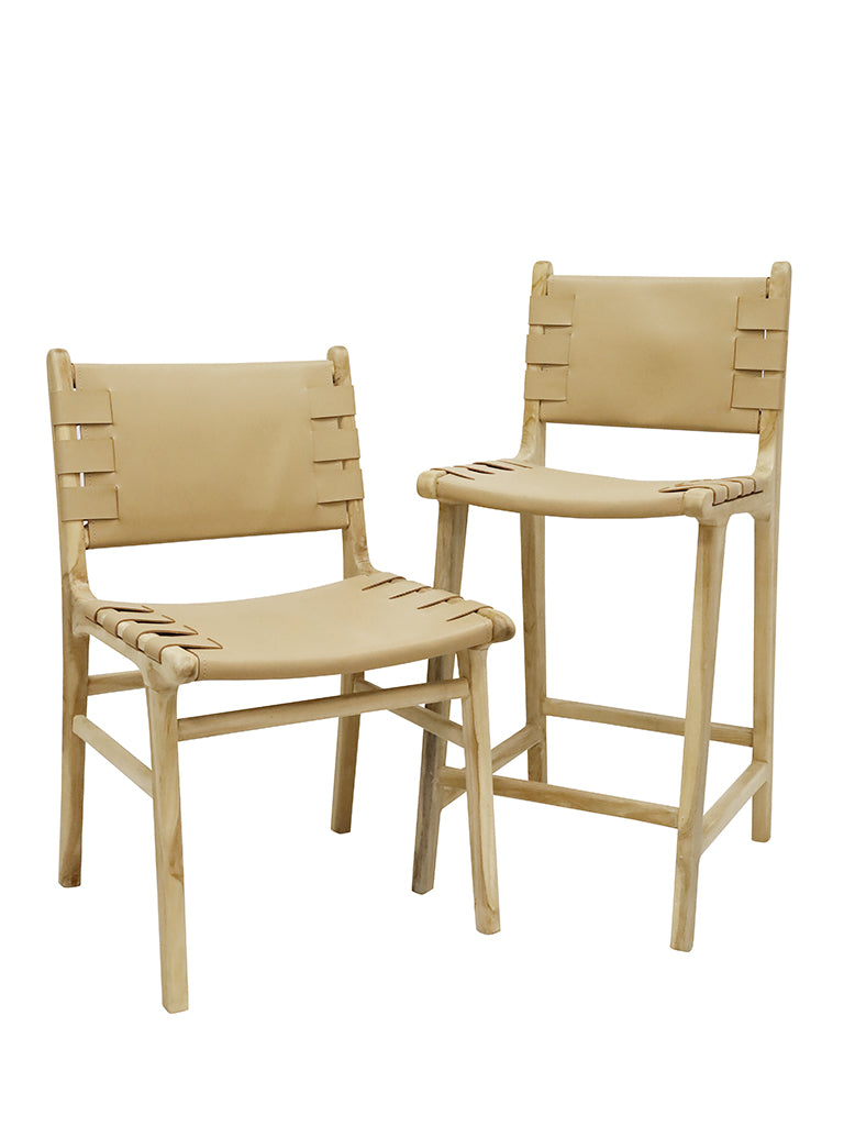 TEAK BAR STOOL - Tan