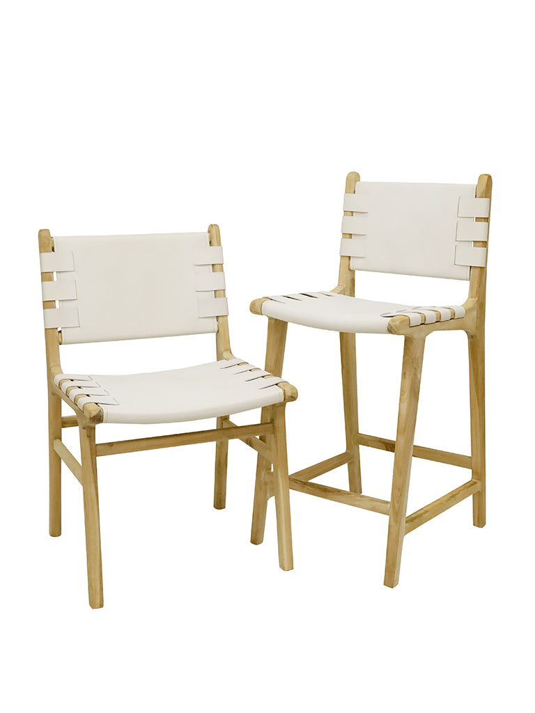 TEAK BAR STOOL - White