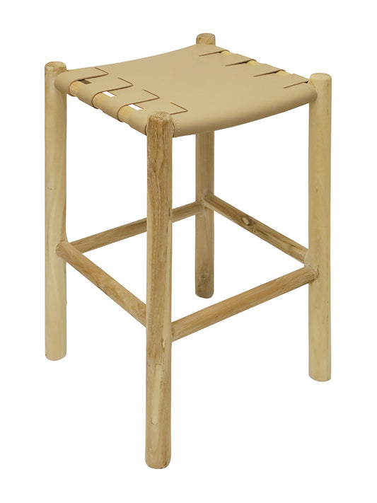 TEAK STOOL - Tan