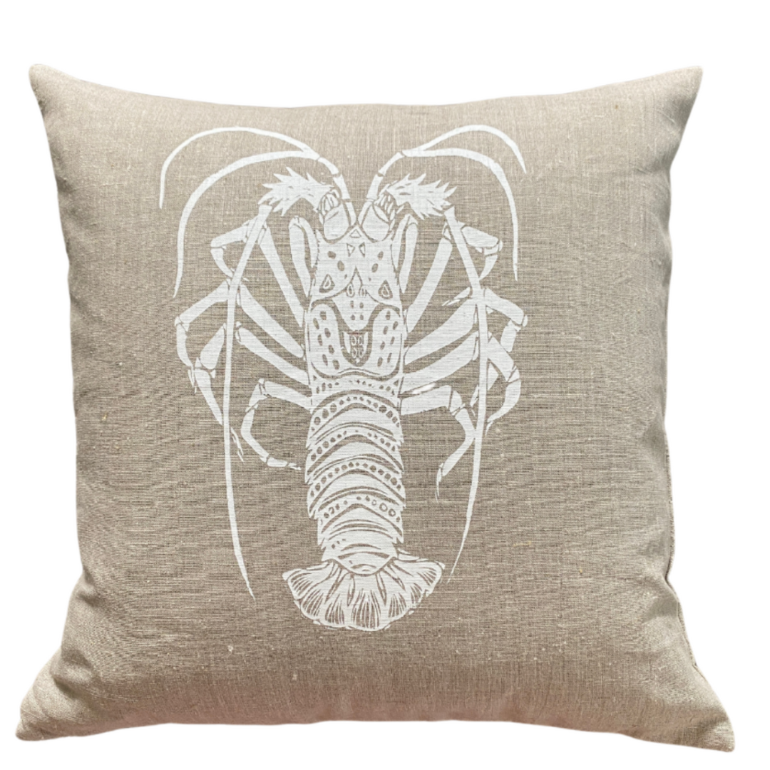 White Crayfish Linen Cushion