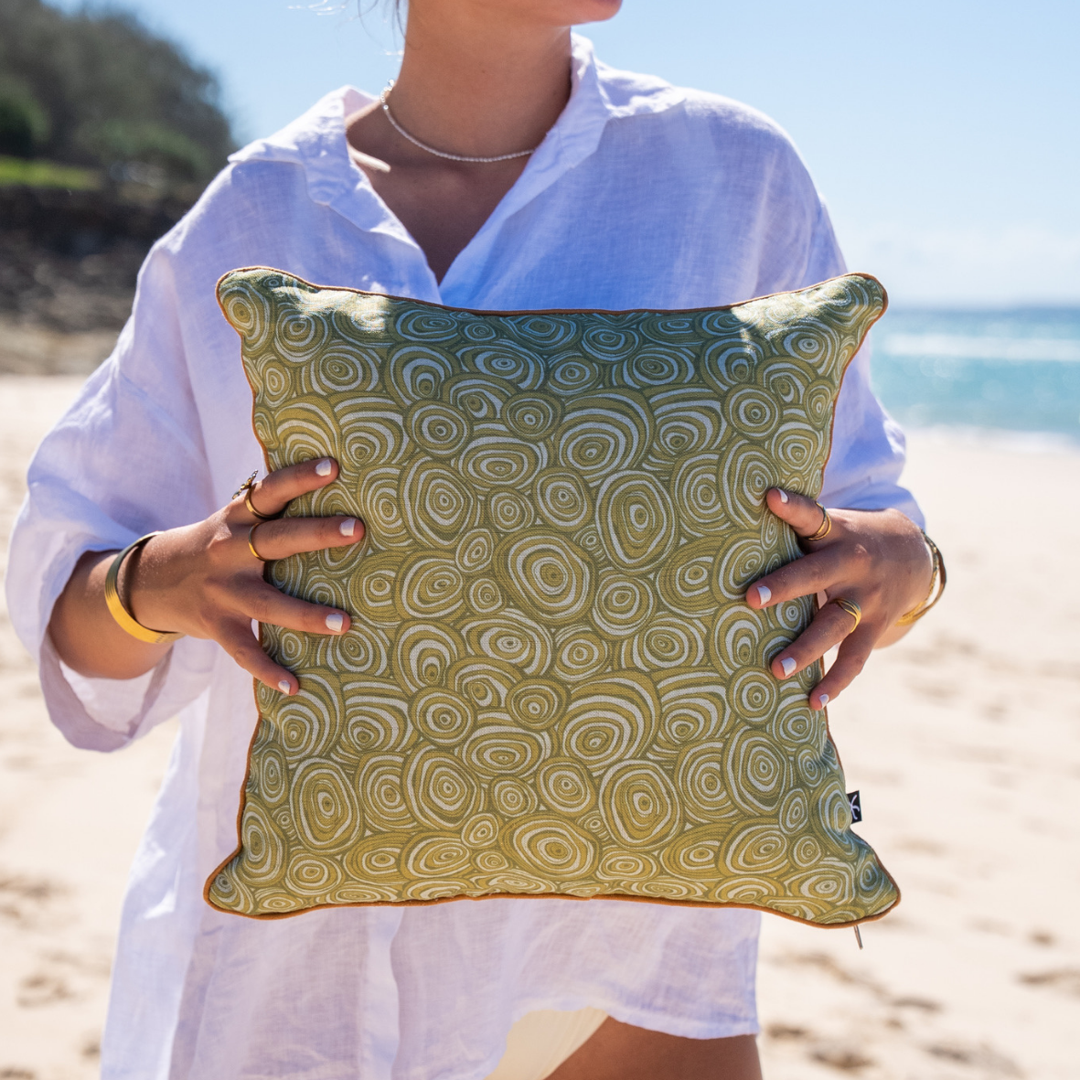 Linen Cushion Cover - Mangrove - Growth Rings