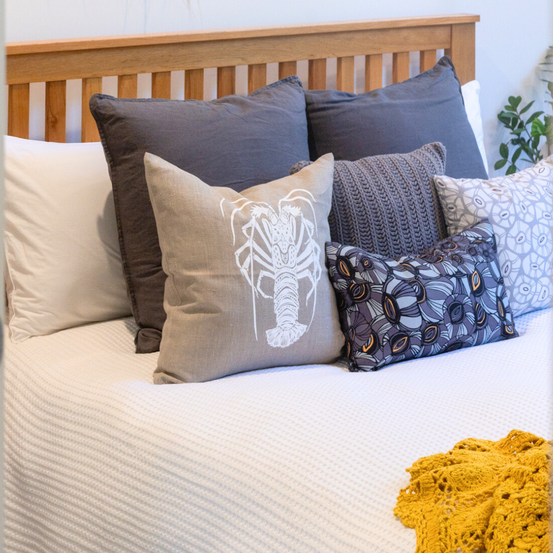 White Crayfish Linen Cushion