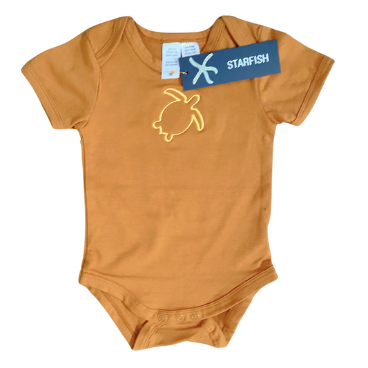 Turtle - Baby Onesie - Mustard and Orange