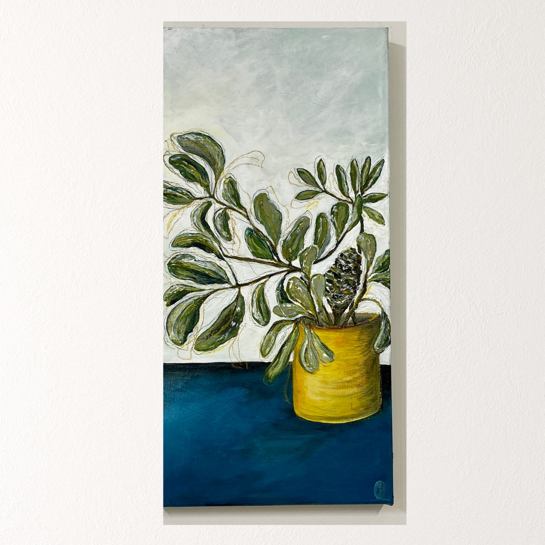 "Banksia in a Yellow Vase"  - Jess Scott