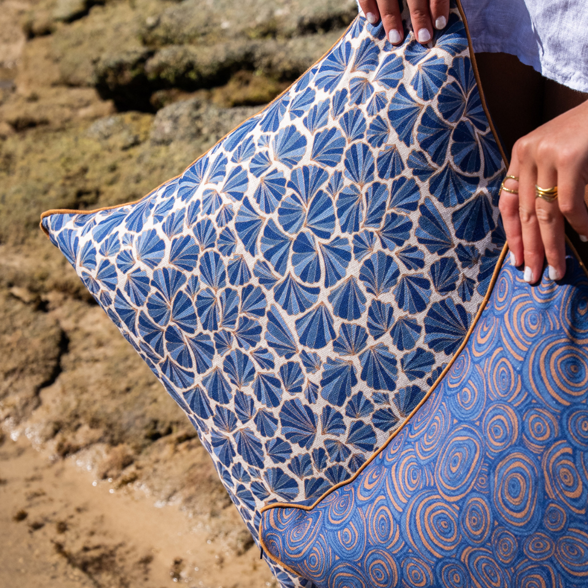 Linen Cushion Cover - Mariner - Shells