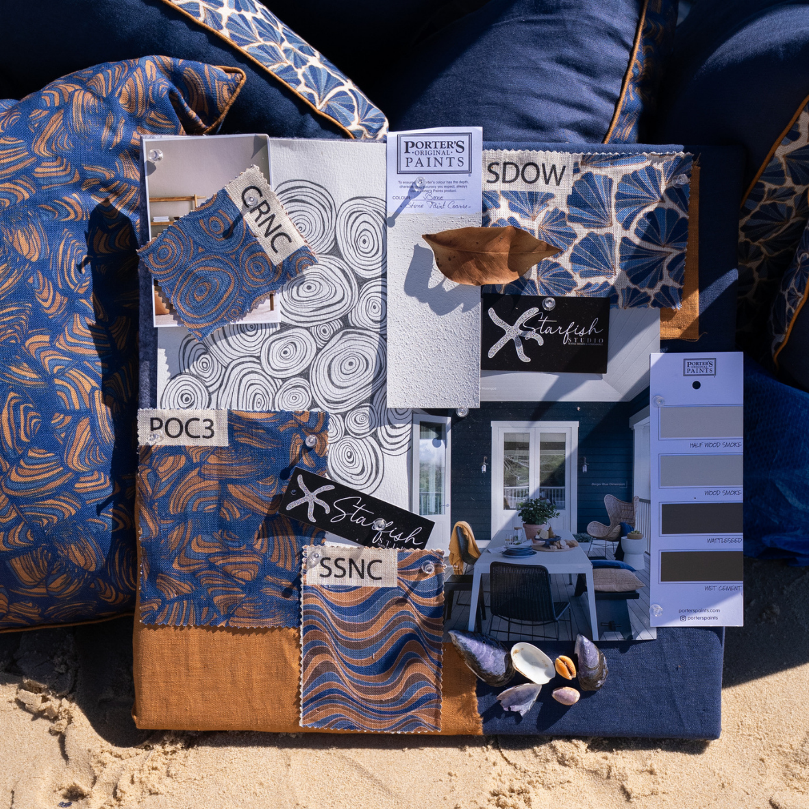 Linen Cushion Cover - Mariner - Growth Rings