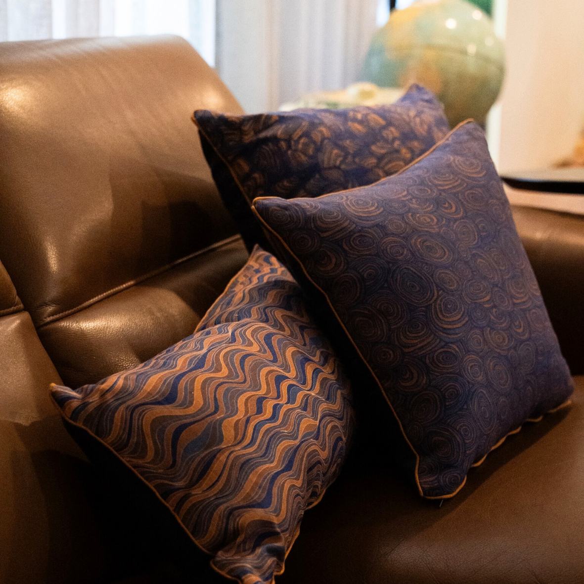 Linen Cushion Cover - Mariner - Straddie Stripe