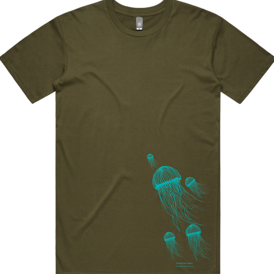 IN STOCK Unisex Jellyfish, Army Green T-SHIRT