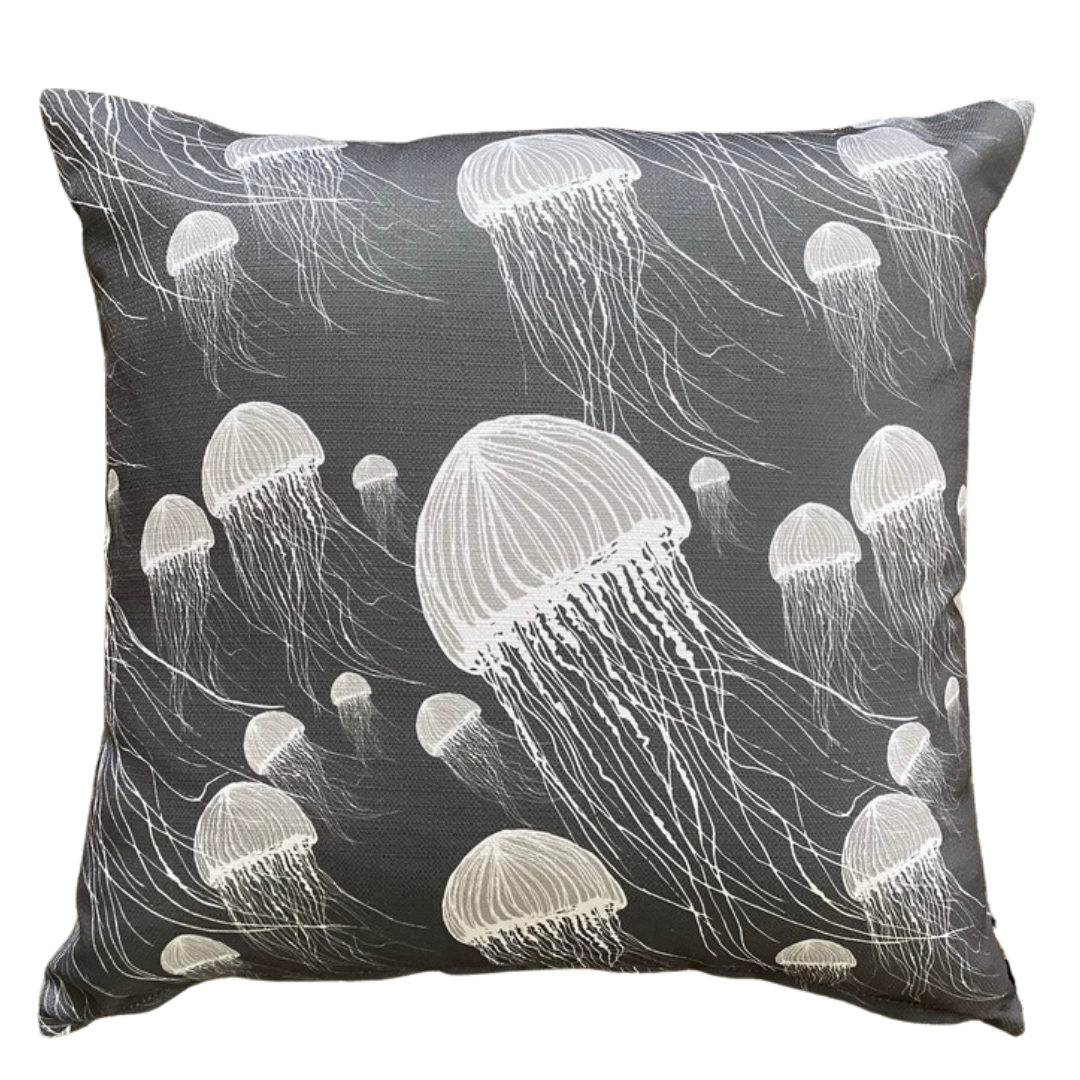 Jellyfish Driftwood Cushion – Outdoor Coastal by Jess Scott