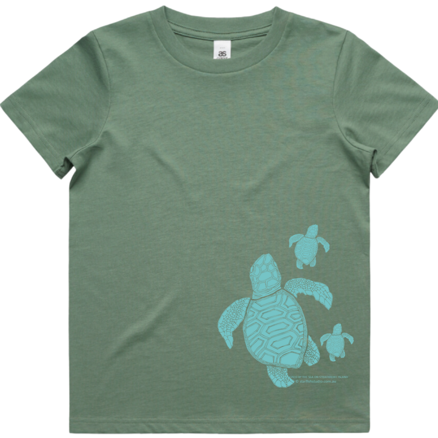 IN STOCK Kids Green Turtle Hatchlings, sage T-SHIRT