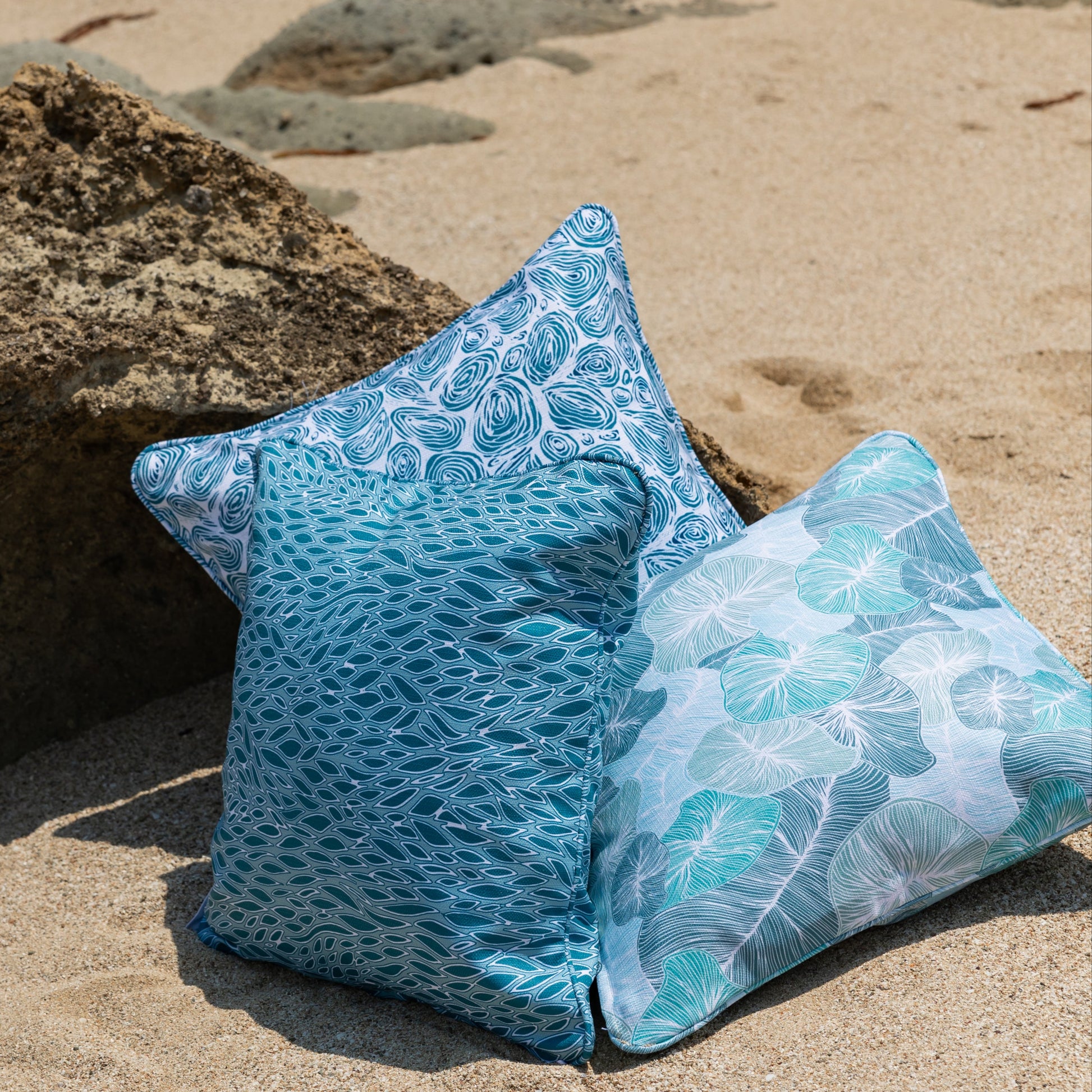 Seascape Eddies Reef Cushion – Outdoor Coastal by Jess Scott