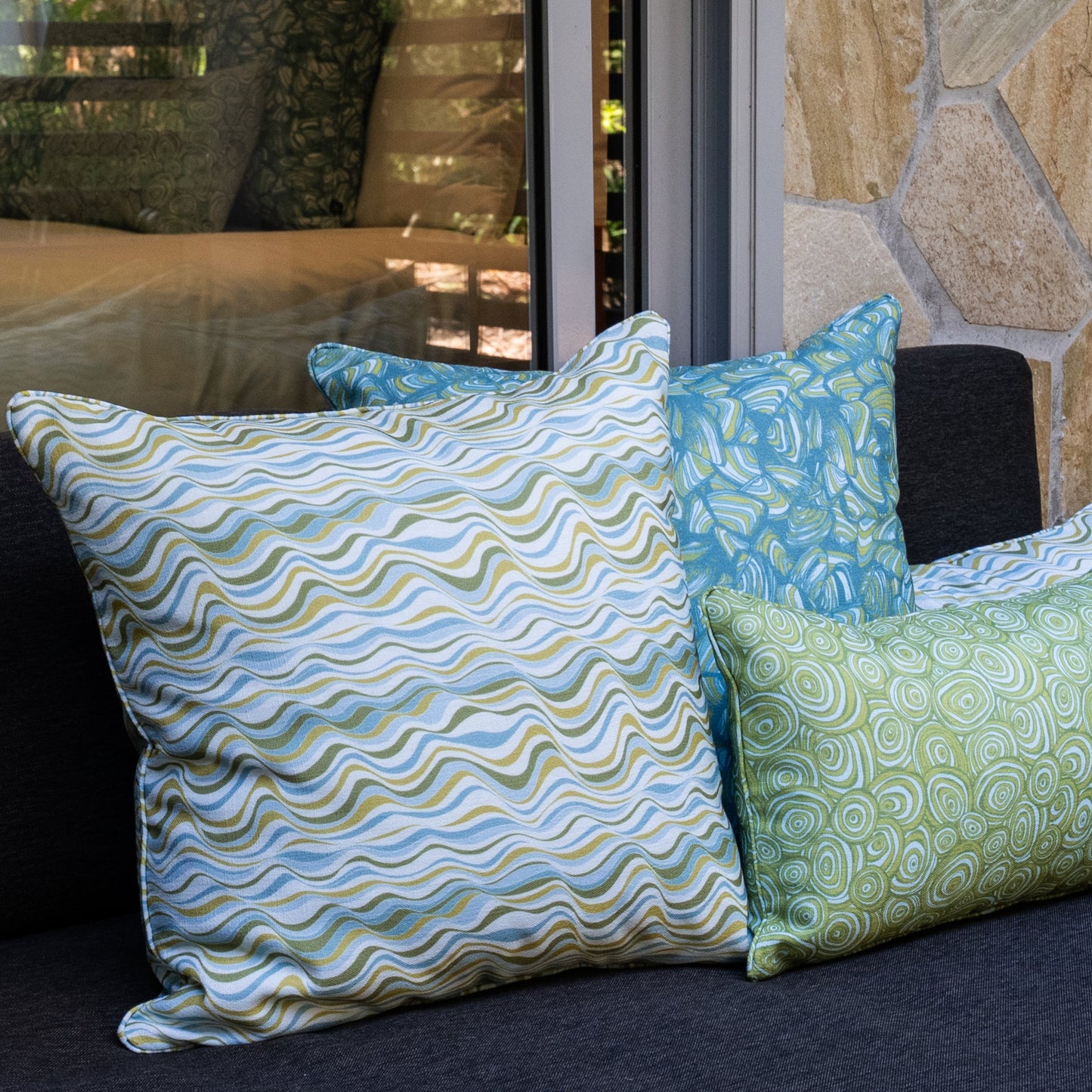 Outdoor / Indoor Cushion Cover - Straddie Stripe - Mangrove