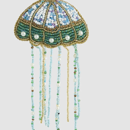 Close-up of the beaded jellyfish Christmas decoration