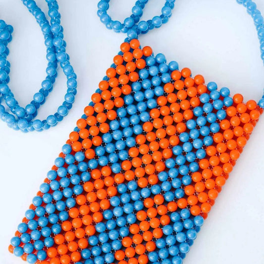 Beaded Phone bag - BLUE + ORANGE