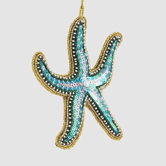 Beaded starfish Christmas decoration