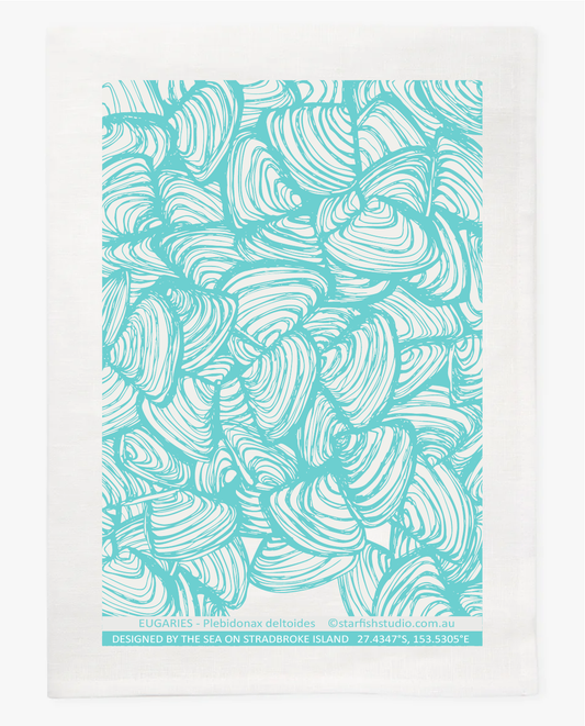 Pure Linen Tea Towel, Eugaries, Teal