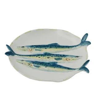 Ceramic Sardine Round Plate - PICK UP ONLY