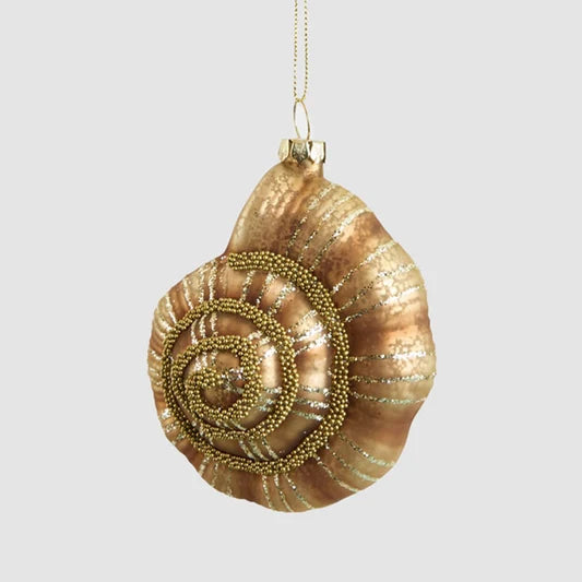 Glass nautilus shell Christmas ornament